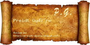 Preidt Györe névjegykártya
